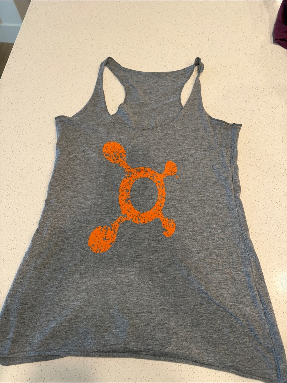 Orangetheory Gray Racerback Tank with Orange Logo